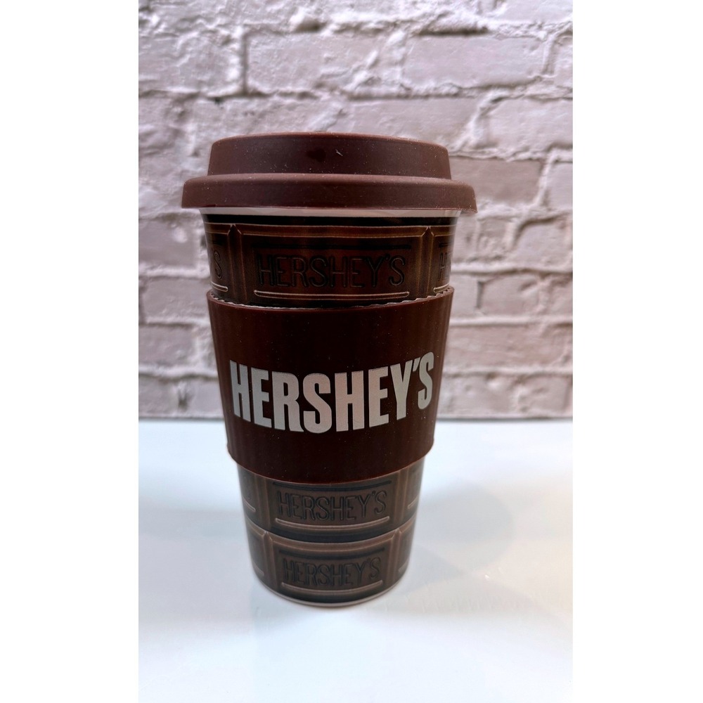 Galerie Hersheys Travel Mug OS Brown Ceramic Chocolate Bar Silicone Lid Travel